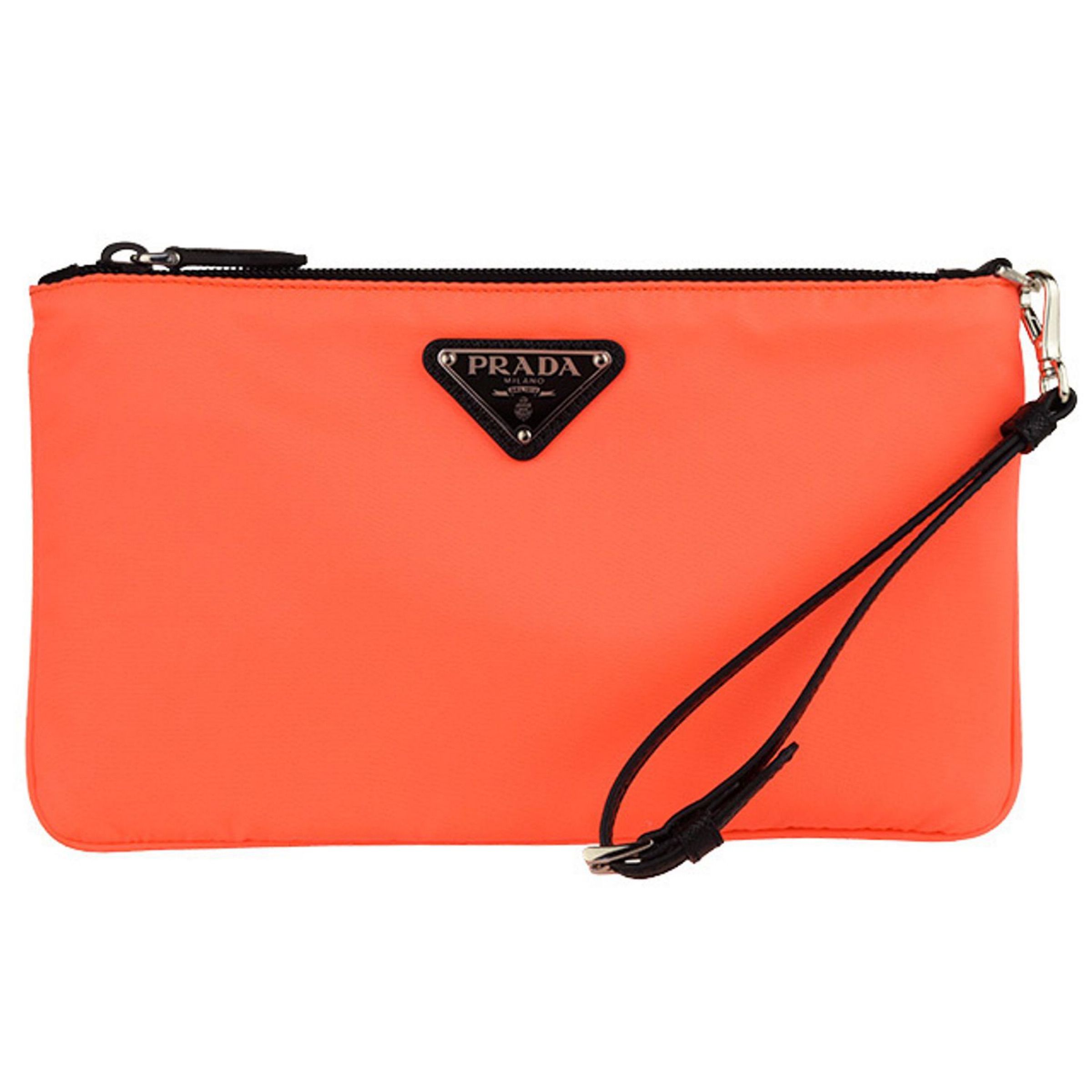 prada orange clutch