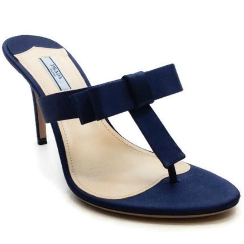 navy satin sandals
