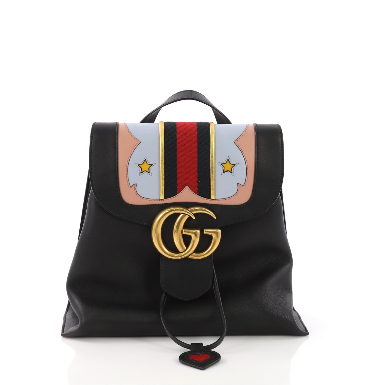 Gucci Web Heart Gg Marmont Backpack Leather Leprix