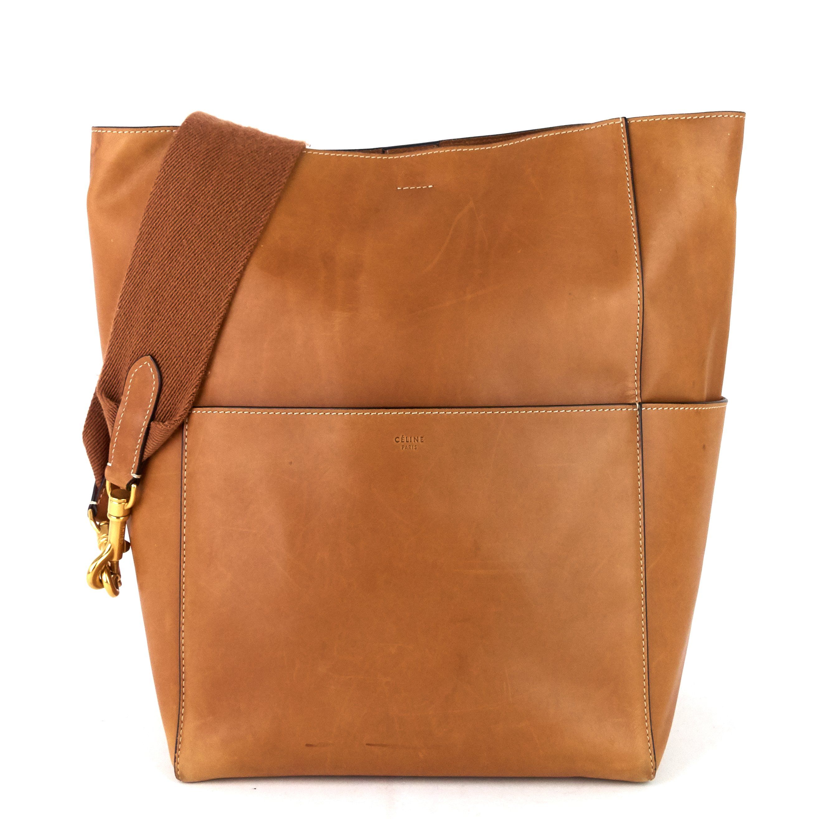 large leather bucket bag
