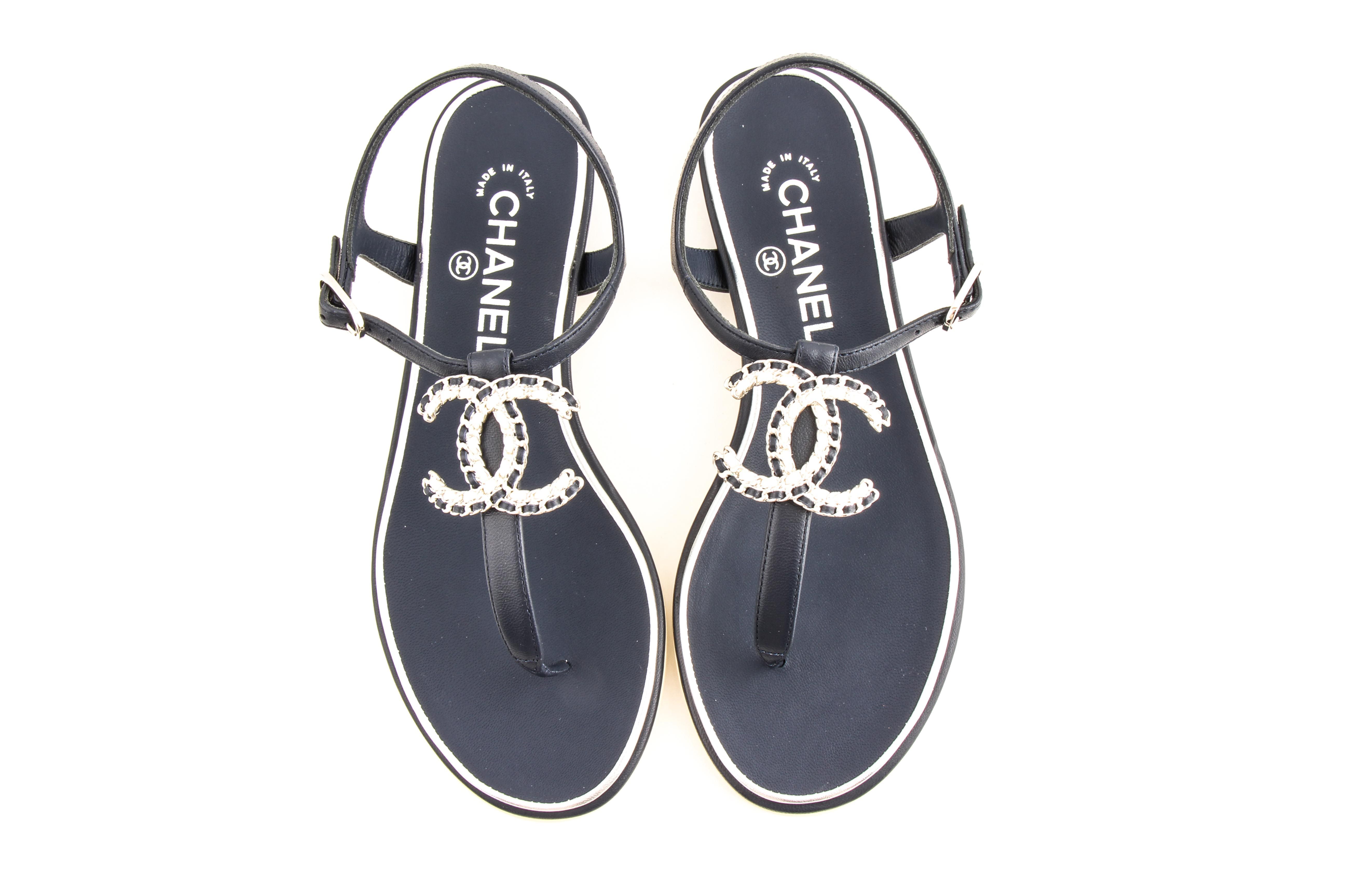 chanel sandals blue