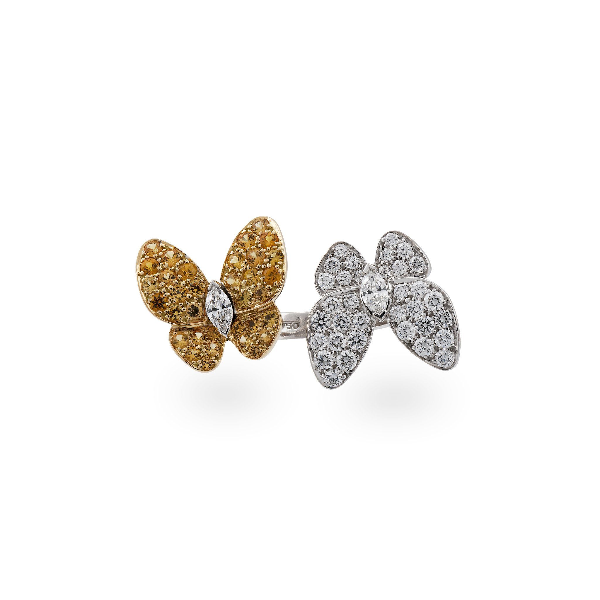 Pink and Fuschia Butterfly Stud Earrings 18k Yellow Gold So Chic Jewels