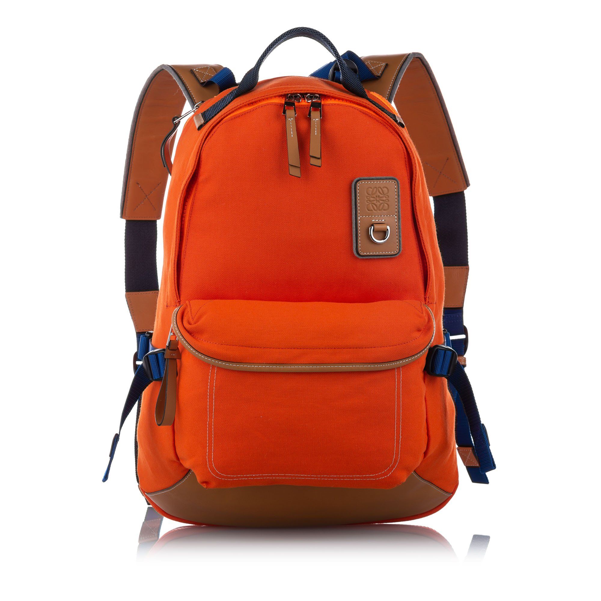 orange canvas backpack