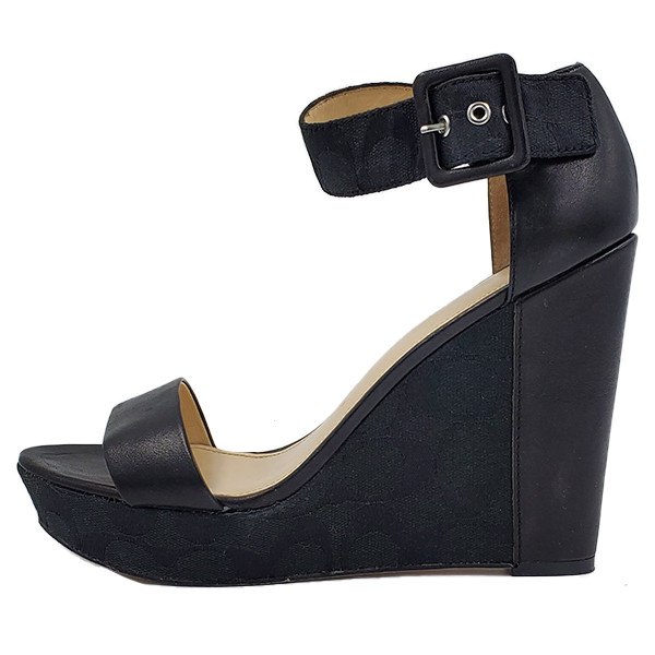 Coach Black Jerri Wedge Sandals Leprix