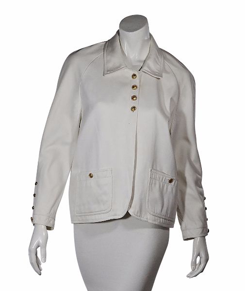 White Vintage Chanel Jean Jacket | LePrix