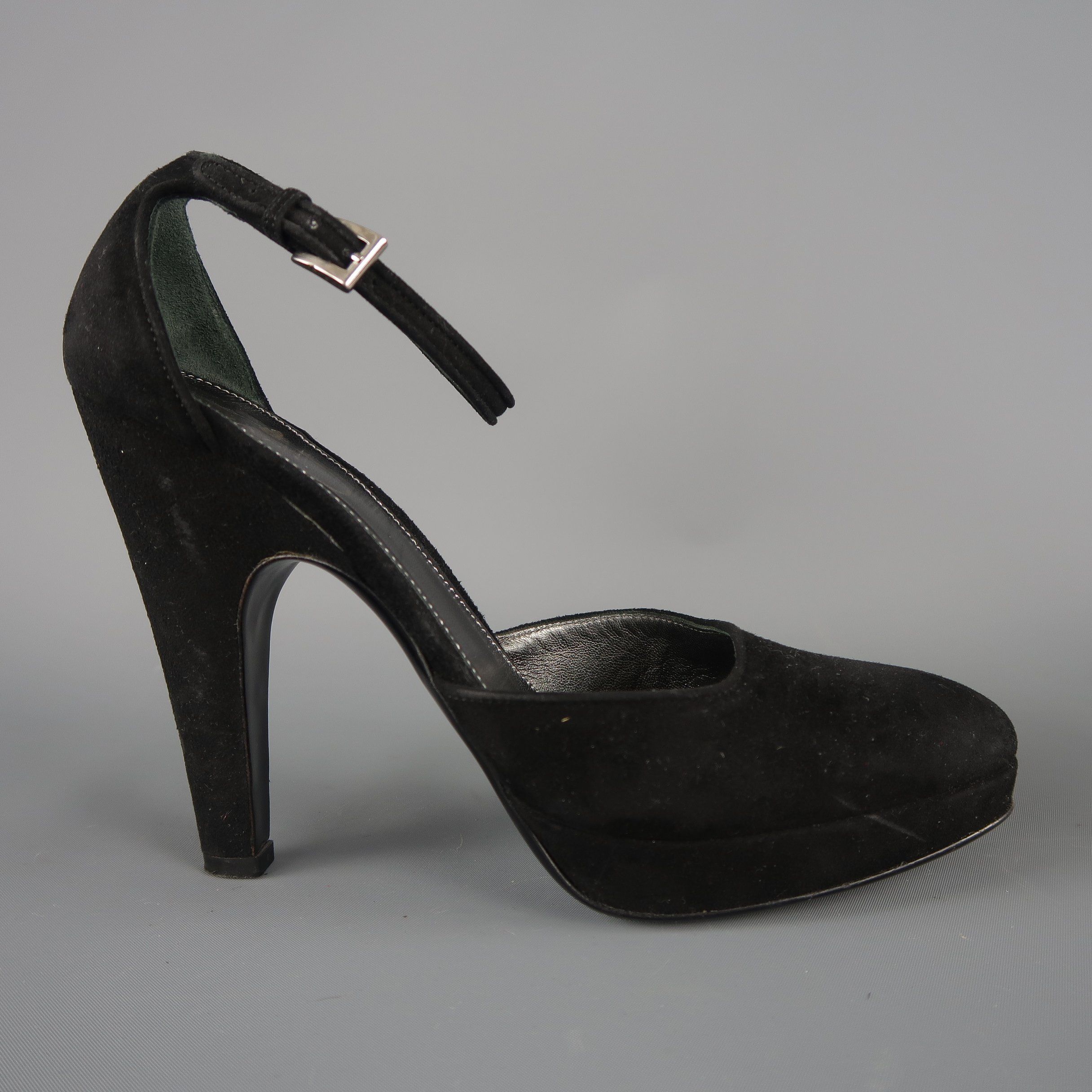 prada black suede pumps