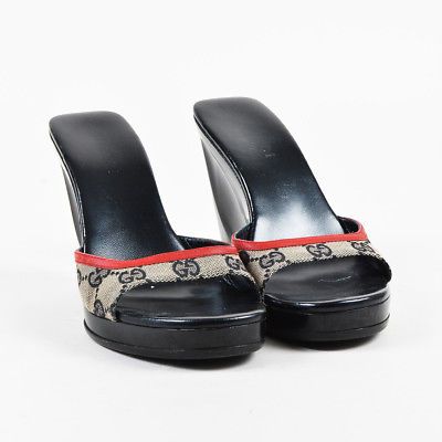 gucci monogram platform sandal