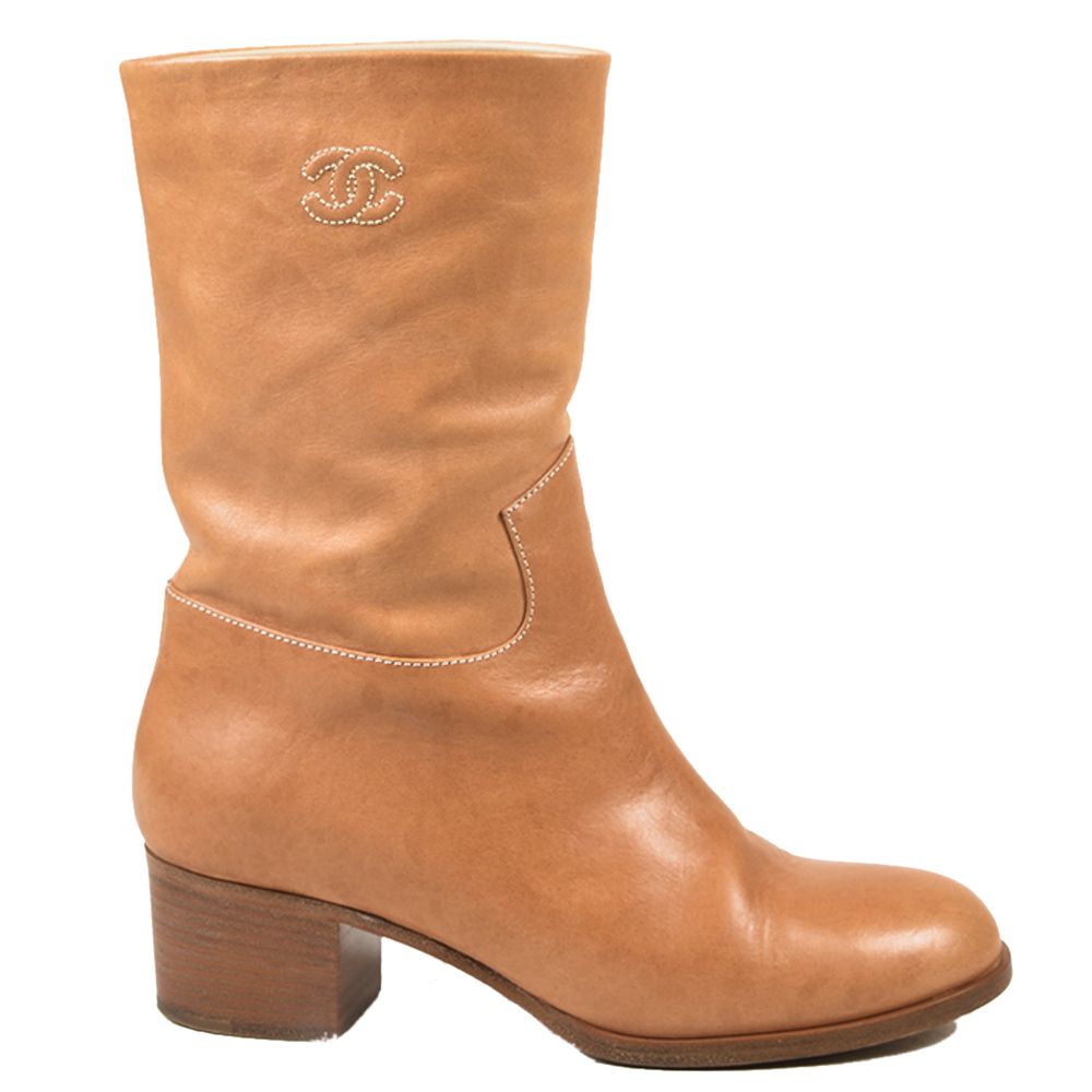 chanel tan boots