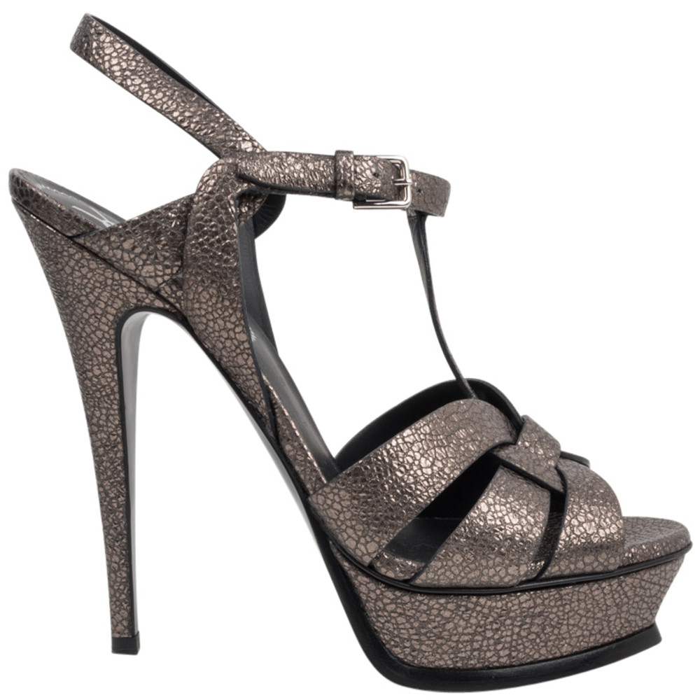 Ysl Yves Saint Laurent Shoe Tribute Gunmetal Metallic 39 5 9 5 Leprix
