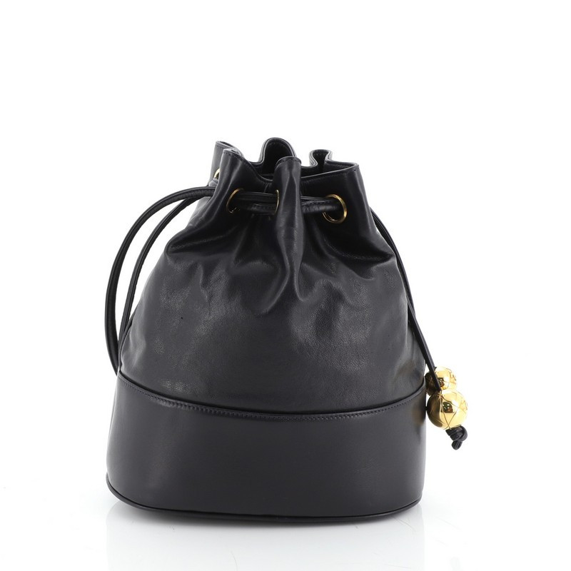 Chanel Vintage Cc Drawstring Bucket Bag Lambskin Small Leprix