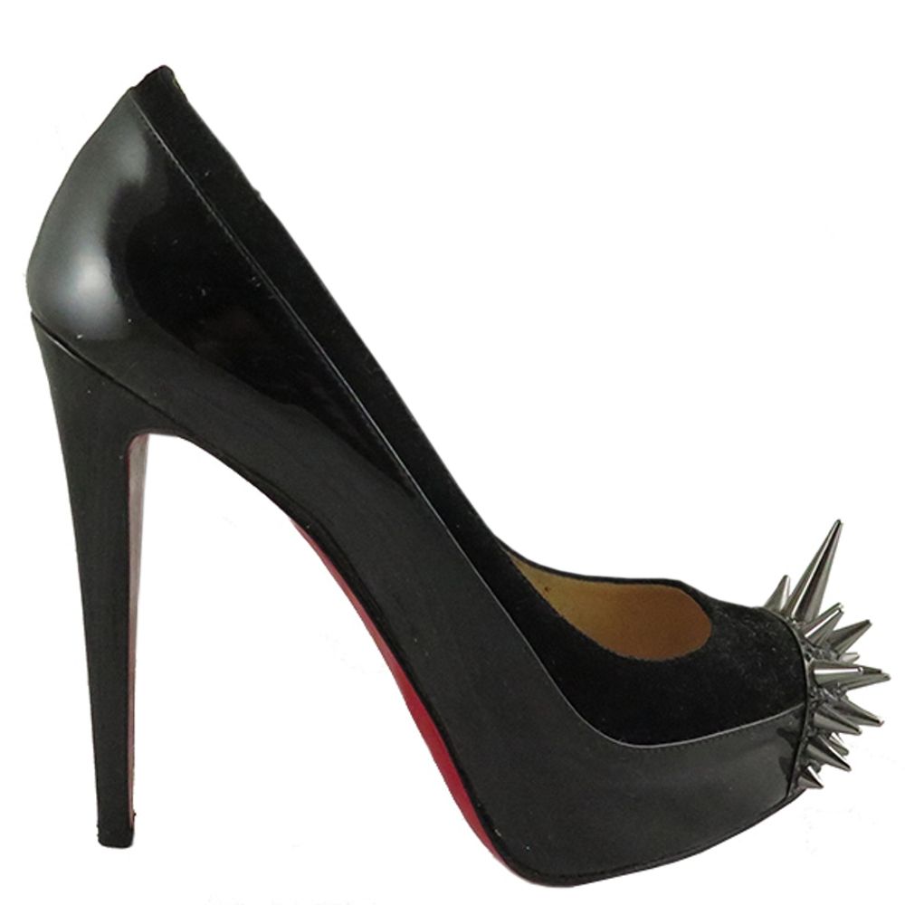 Christian Louboutin Asteroid 140 Black Suede Patent Leather Pumps ... Christian Louboutin Asteroid 140 Black Suede Patent Leather Pumps ...