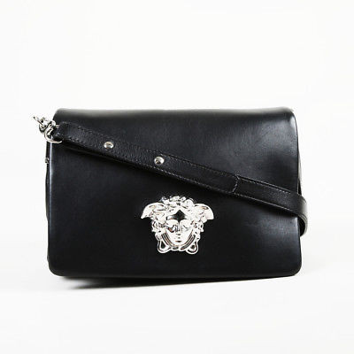 Versace Black Leather Medusa Head Crossbody Bag Leprix